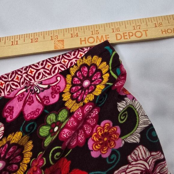 Vera Bradly Floral Corduroy Lightweight Lounge Pants Brown Pink Straight Leg M - Picture 5 of 11